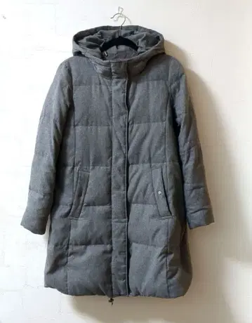 [ 글로벌 워크 ] 그레이 퀼팅 후드 부착 코트