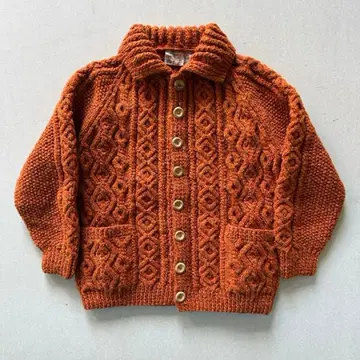 인버아란 니트 가디건 3A 카라 부착 브라운 택 오렌지