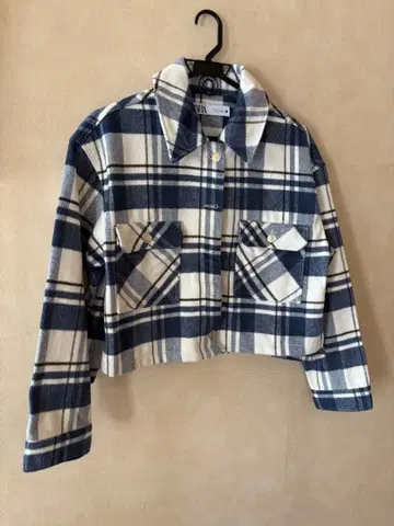 ZARA 자라 체크 무늬 자켓 L 사이즈 네이비 화이트