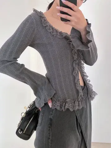 snidel Sustainable 프릴 니트 풀오버