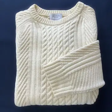 에디피스 EDIFICE 아이보리 케이블 짜임 니트