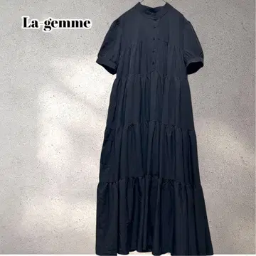 라지엠 셔츠 원피스 티어드 롱 반팔 블랙 L 사이즈 5629