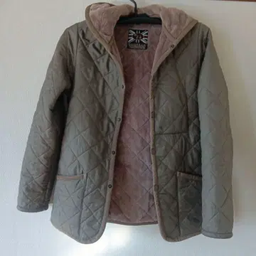 LAVENHAM 카키 퀼팅 자켓 후드 포함 M 무료배송
