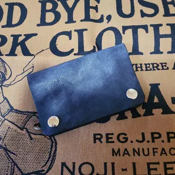 밀랍 탄닌 무두질 가죽 미들 트래커 지갑