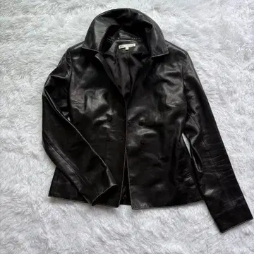 블랙 라무 가죽 자켓 더블 버튼