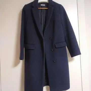 네이비 체스터 코트 울 혼방 3 버튼 IENA