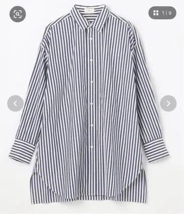 NAVE 스트라이프 패턴 오버사이즈 셔츠 네이비