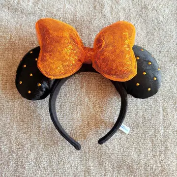 미키 귀 머리띠 오렌지와 블랙