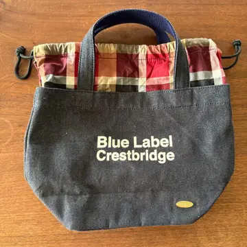 BLUE LABEL CRESTBRIDGE 로고 자수 복조리 미니 토트백