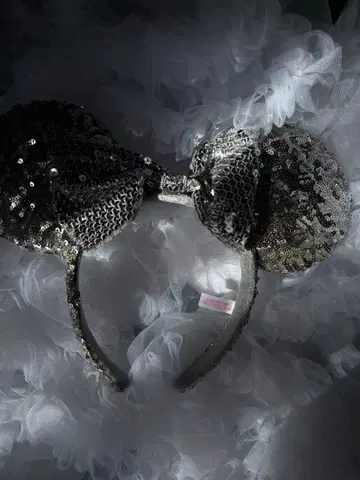 실버 스팽글 미키 귀 머리띠