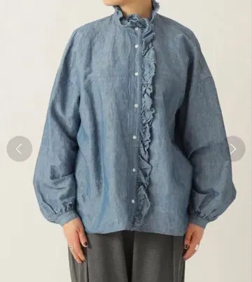 저널 스탠다드 랙스 CL 샴브레이 프릴 블라우스 새상품급