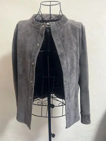 가죽 스탠드 카라 자켓