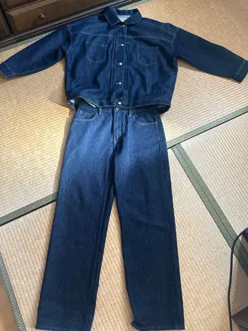 다크 네이비 데님 자켓 팬츠 세트