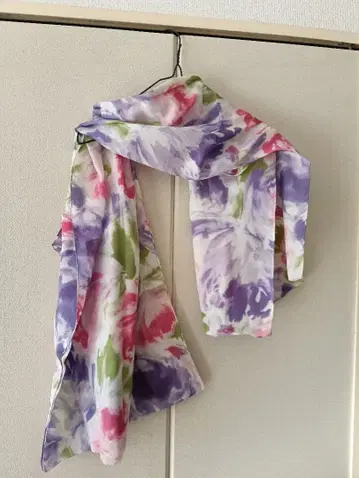 플라워 프린트 쉬폰 스카프