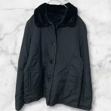 [ 새상품급 ] 퀼팅 자켓 인조 모피 L LL 상당 블랙