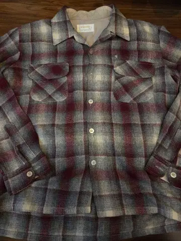 레어! [ 60s~70s Cascade ] 옴브레 체크 울 셔츠