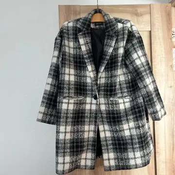 VENCE EXCHANGE 체크 무늬 롱 코트 L 사이즈
