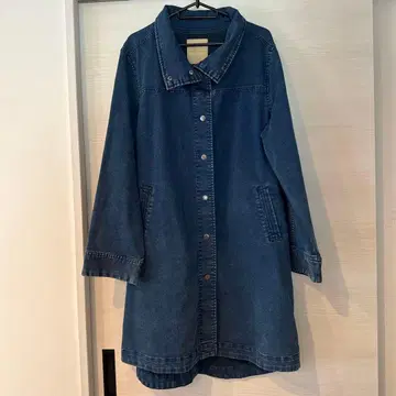 데님 롱 코트 사이드 포켓 포함