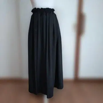 블랙 겉옷 리메이크 개더 롱 스커트 핸드메이드