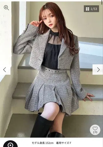 RESEXXY 트위드 크롭 자켓, 플리츠 미니 스커트 셋업