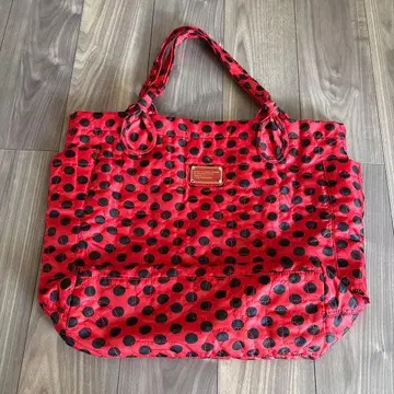 MARC BY MARC JACOBS 빨간색과 블랙 물방울 패턴 토트백