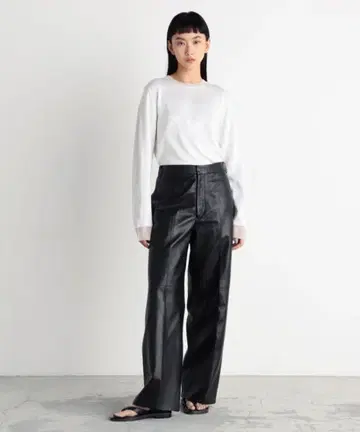 EDITION 램 가죽 슬랙스 블랙 36