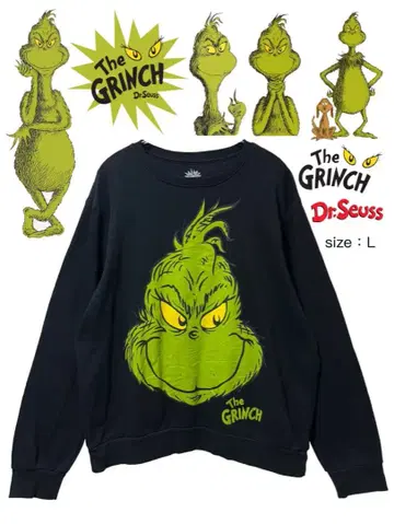 THE GRINCH Dr. Seuss 맨투맨 L 블랙 USA 구제 의류