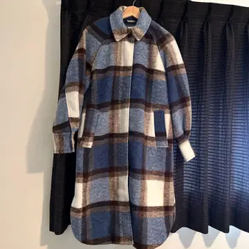 새상품급 H&M 체크 무늬 롱 코트