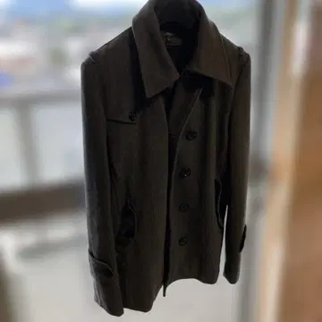 남성용 울 피 코트 다크 그레이 L