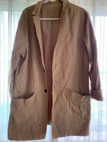 베이지 코튼 트렌치코트 M 사이즈