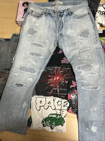 재팬 블루진스 JBS 데미지 데님 팬츠 라이트 블루