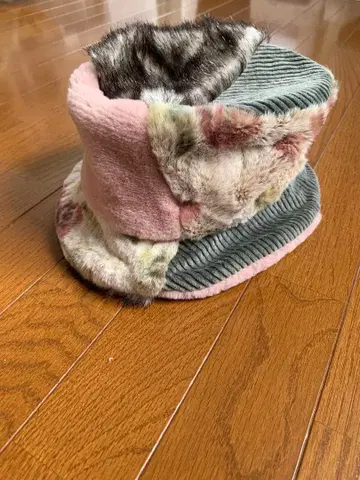 장미색 모자 하기하기 퍼 크로셰 미사용 새상품