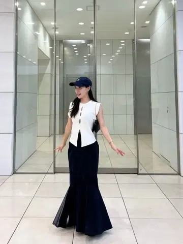 COCODEAL 코코딜 튤MIX 드레이프 머메이드 스커트