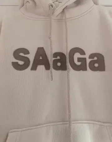 SAaGa 후드 부착 후드티 크림색