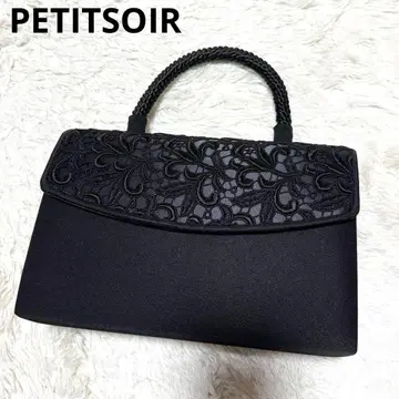 PETITSOIR 푸치 소아르 블랙 포멀 레이스 백 핸드백