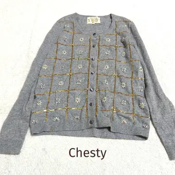 387 Chesty 체스티 꽃 비쥬 캐시미어 울 혼방 가디건