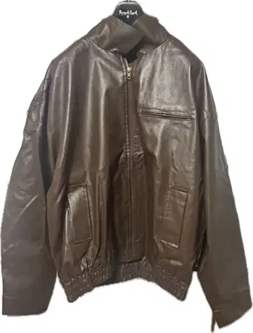 SHEIN 브라운 가죽 지퍼 자켓