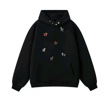 자수 캐릭터 블랙 후디