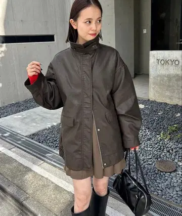 mystic 인조 가죽 블루종