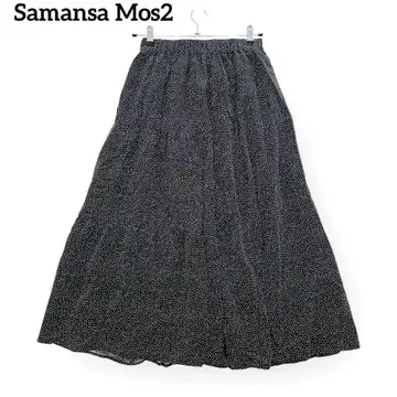 SM2 워셔블 사만사모스 도트 무늬 플레어 스커트 [ F ] 블랙 롱