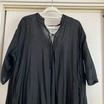 블랙 7부 소매 롱 원피스 이너 포함