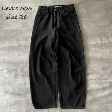 인기 리바이스 프리미엄 벌룬 레그 통넓은 밑단 블랙 데님 팬츠