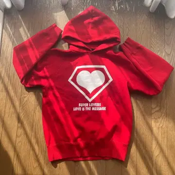 SUPER LOVERS 구제 의류 후드티 빨간색