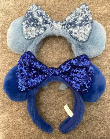 디즈니 머리띠 복슬복슬 스팽글 다크 블루 탁한 블루 보아