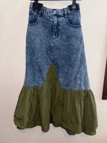 RODEO 데님 플레어 스커트 데님 올리브