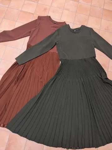 UNIQLO 절개 티어드 플리츠 원피스 L 2장 세트