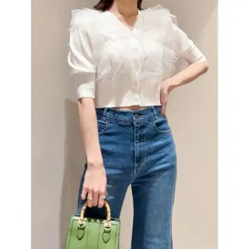 SNIDEL 튤프릴 콤비 가디건 풀오버