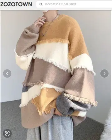 [ FVLMEN ] 프린지 컷 크루 니트 풀오버 M 사이즈