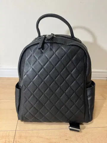 블랙 가죽 백팩