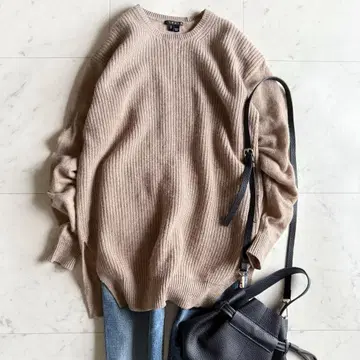 새상품급 띠어리 캐시미어 100% 절개 리브 니트 베이지